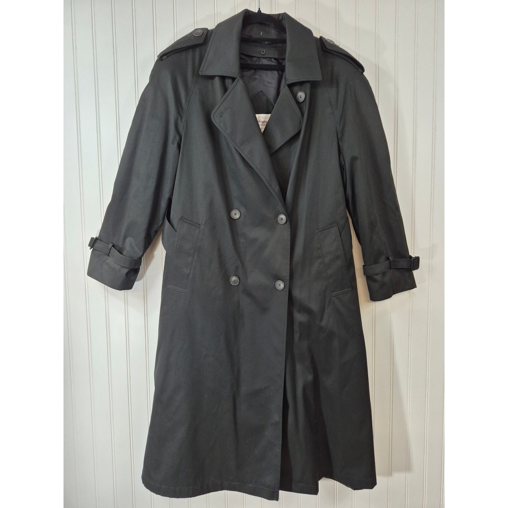 NWOT Vintage Worthington Black Double Breasted Trench Coat 12P Thermolite Lined